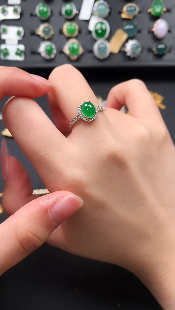 【闪购商品】翡翠戒指银S925镶嵌63141