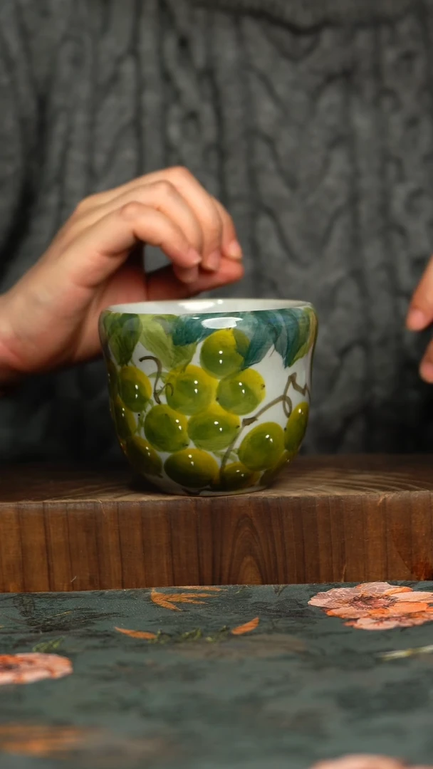 杯釉下彩手工手绘同款陶器