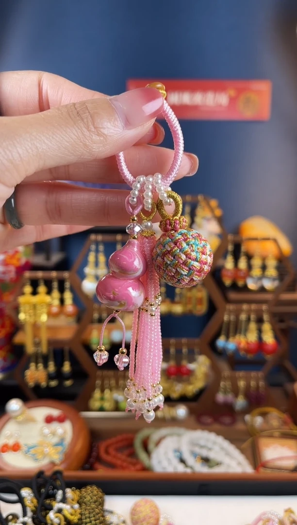 凤*凰，粉色大漆葫芦挂件