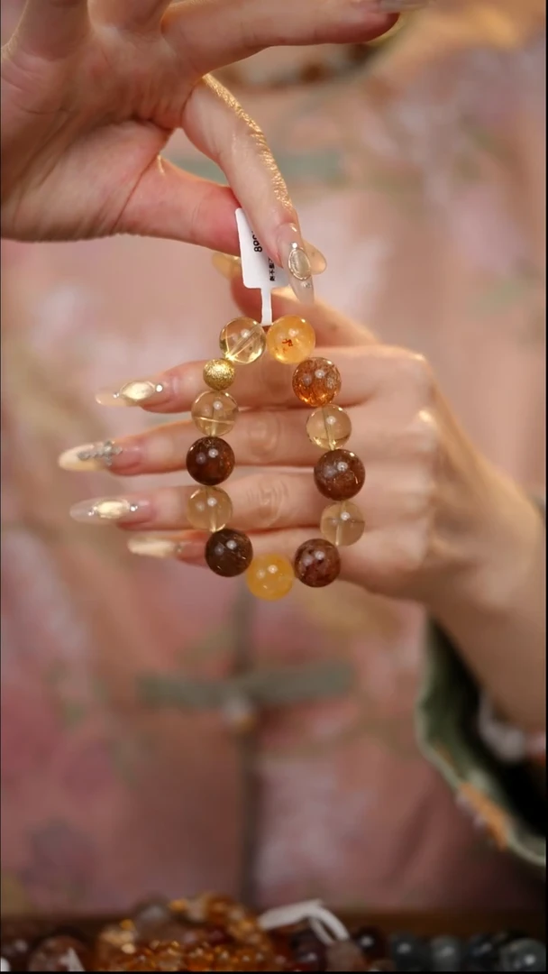 合金手串水晶黑金超七 黄水晶