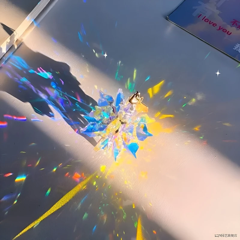 晶体棱光镜太阳捕手水晶晶立体炫彩流光彩虹丁达尔礼物挂件摆件