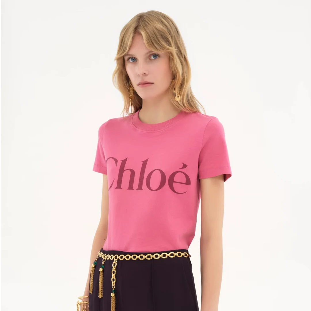 全新未使用 Chloe/蔻依 Chloe做旧磨毛设计字母短袖