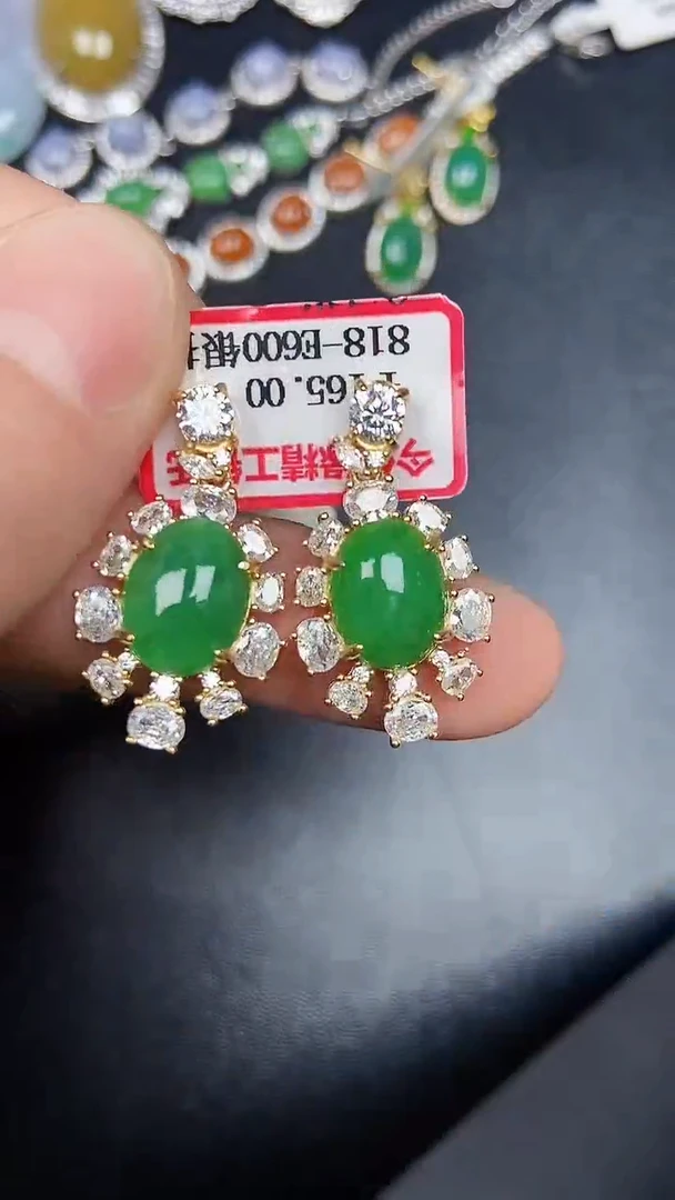 银S925镶嵌戒指翡翠7300