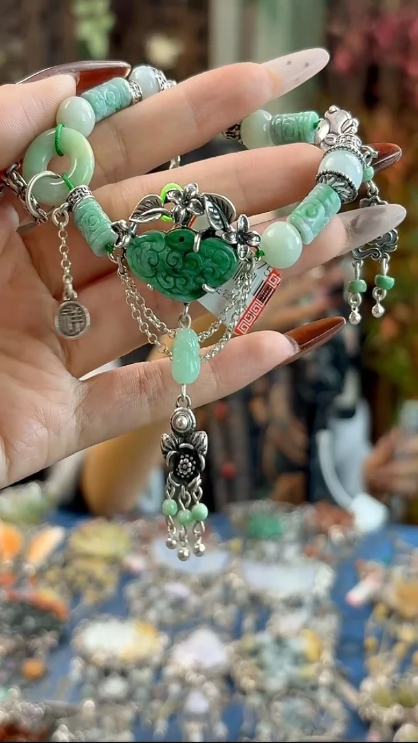 银S925镶嵌摆件翡翠手链