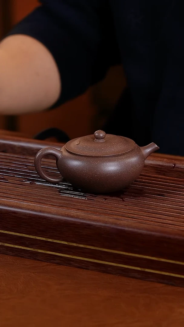 茶壶紫砂轩轩紫泥钵盂壶120cc