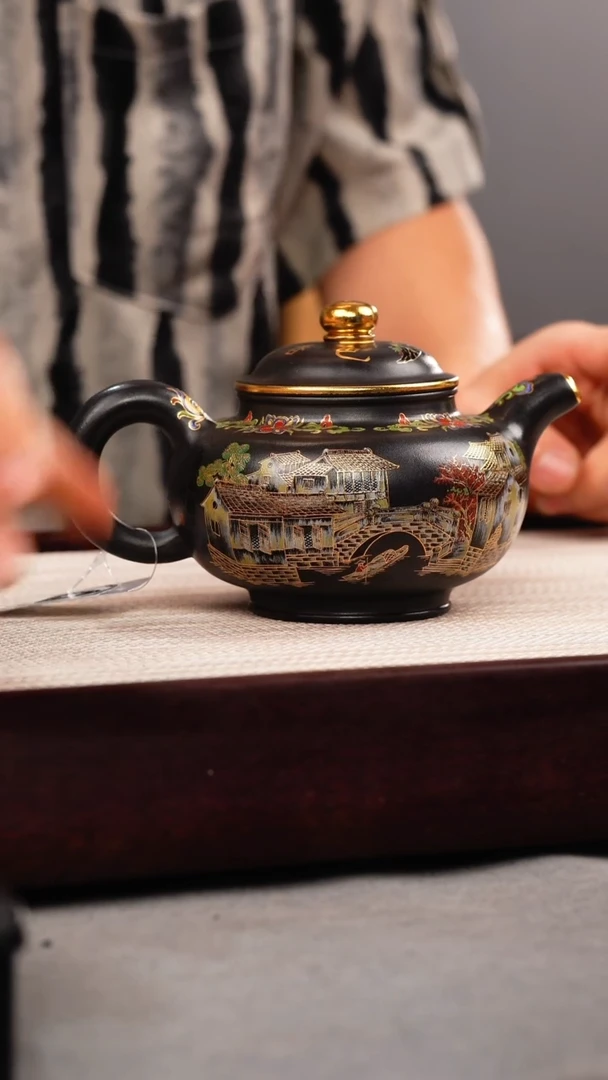 茶杯紫砂石黄 掇只 忆江南珐琅彩