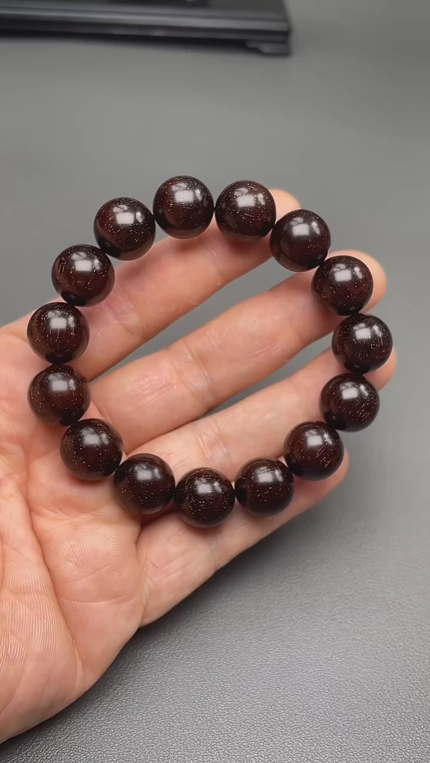 小叶紫檀印度小叶紫檀满金星15mm手串