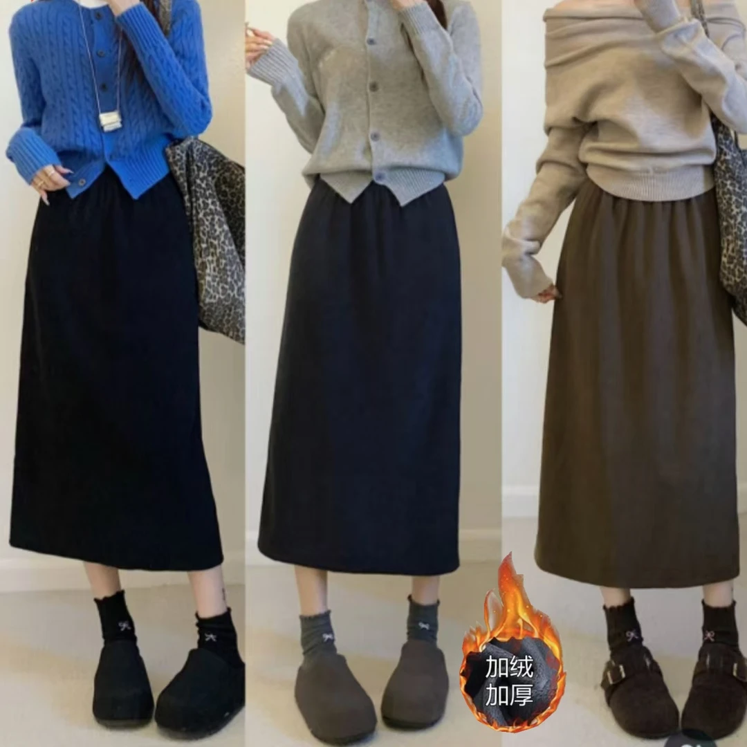 女装冬季加绒加厚显瘦半身裙6309