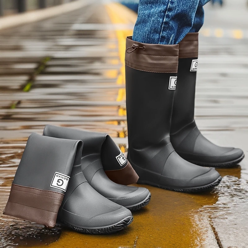 汐鲤日系野鸟协会秋冬轻便长筒雨鞋男女防滑雨靴高筒时尚防水胶鞋