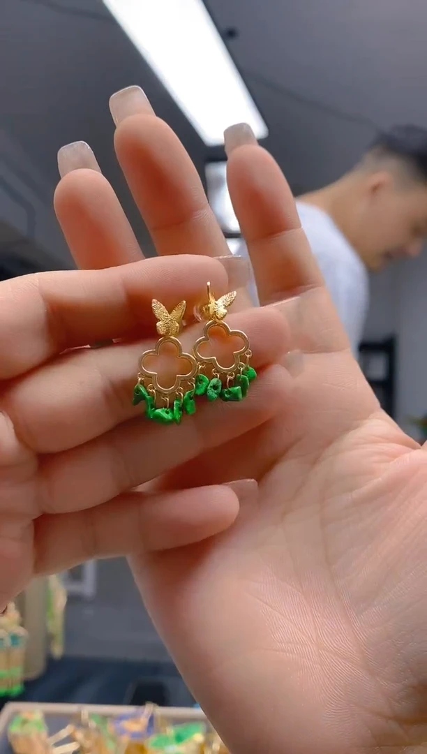 【闪购商品】翡翠耳饰合金65翡翠耳钉