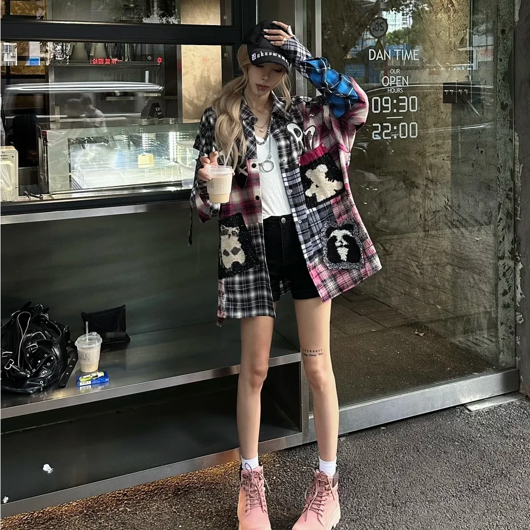 2025早秋新款时尚外套气质显瘦洋气休闲百搭休闲格纹长袖百搭韩版