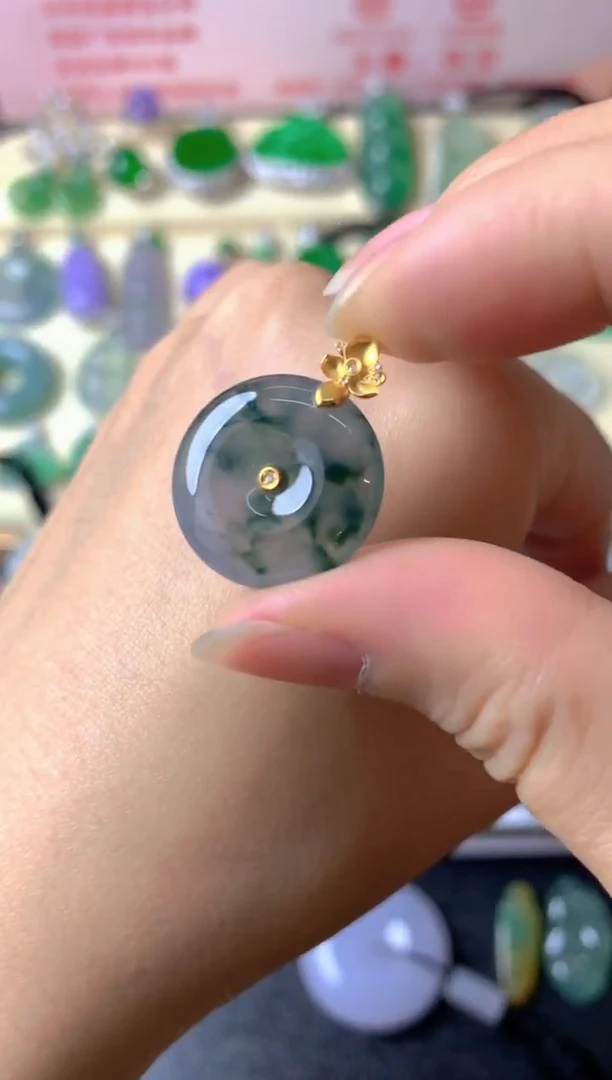 吊坠(不含链)18K金镶嵌翡翠用****2吊坠