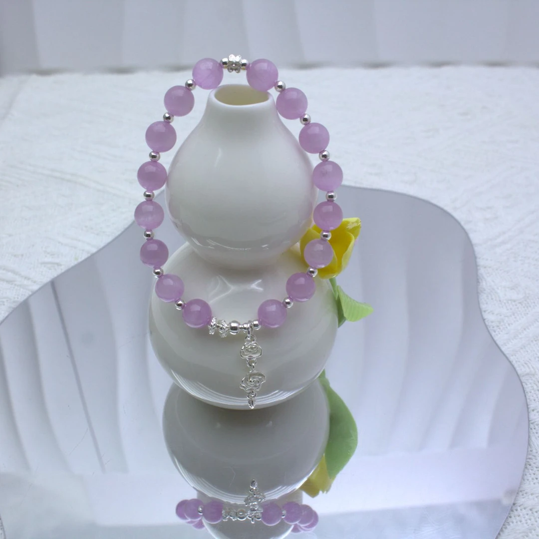 紫锂辉手链单圈时尚清新甜美款冰透原创设计东海水晶首饰