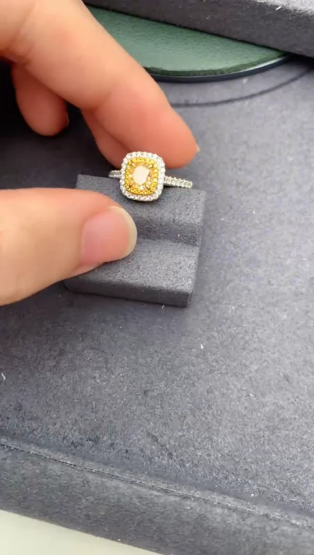 戒指/指环18K金镶嵌钻石1ct  黄钻戒指 DA