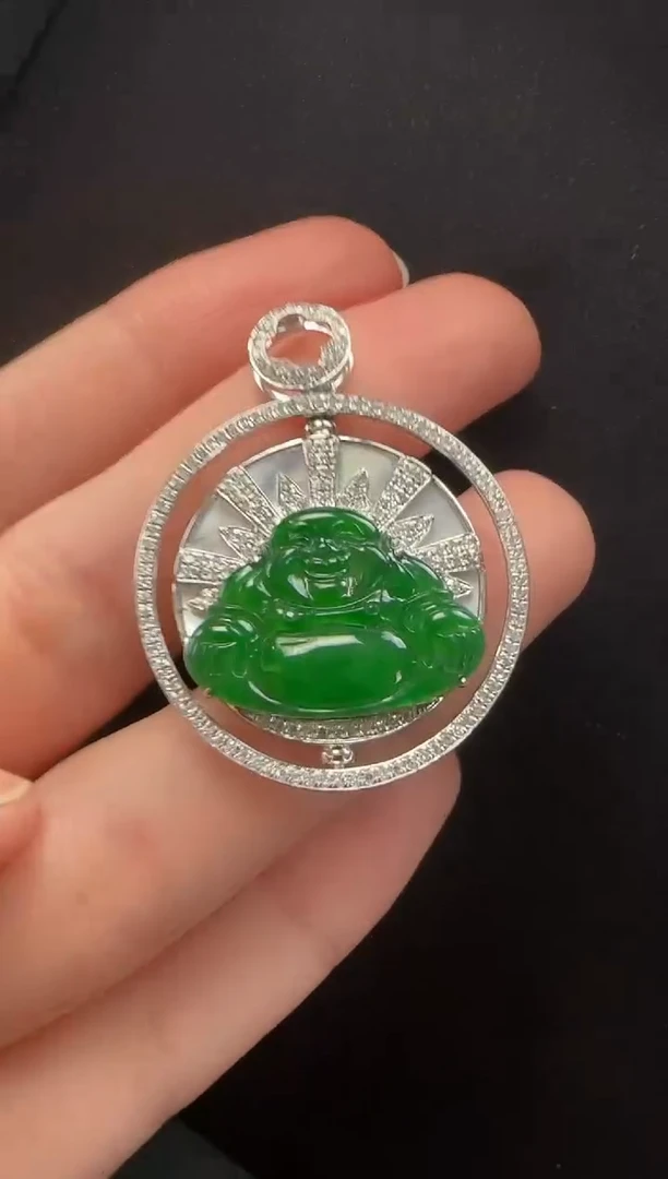 翡翠18K金镶嵌颈饰547玉佛一个