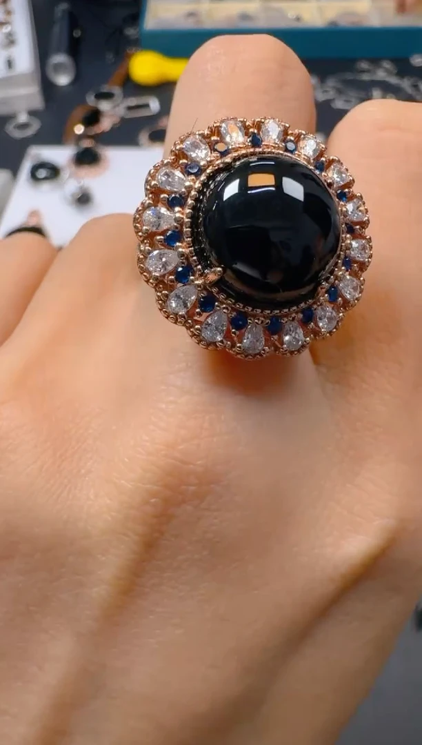 银S925镶嵌戒指翡翠多样性团购发一件