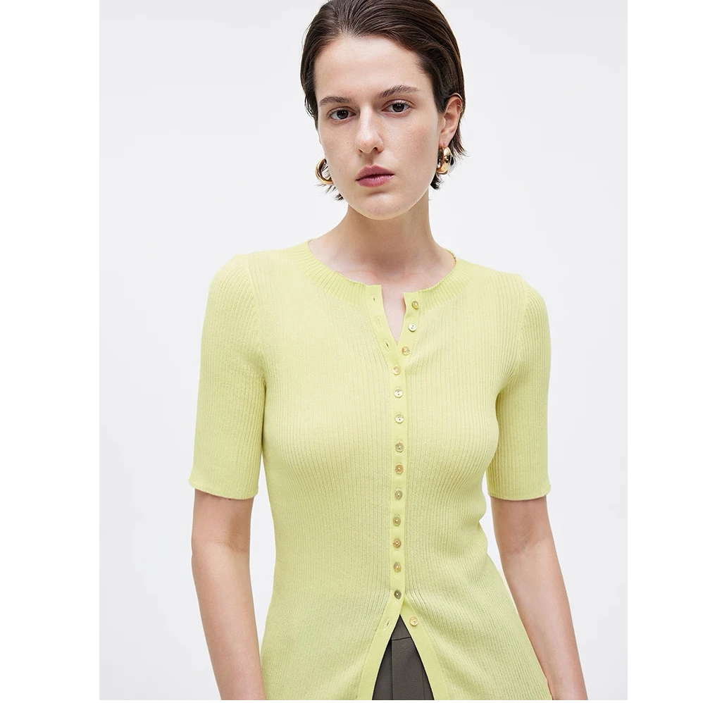 ROSELINGLING高阶针织纸片人超细密密扣开衫