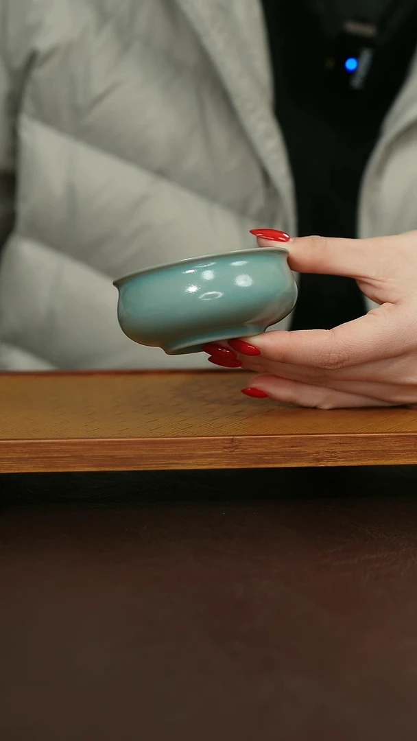 摆件瓷原矿原釉汝宋汝瓷 微瑕普洱杯