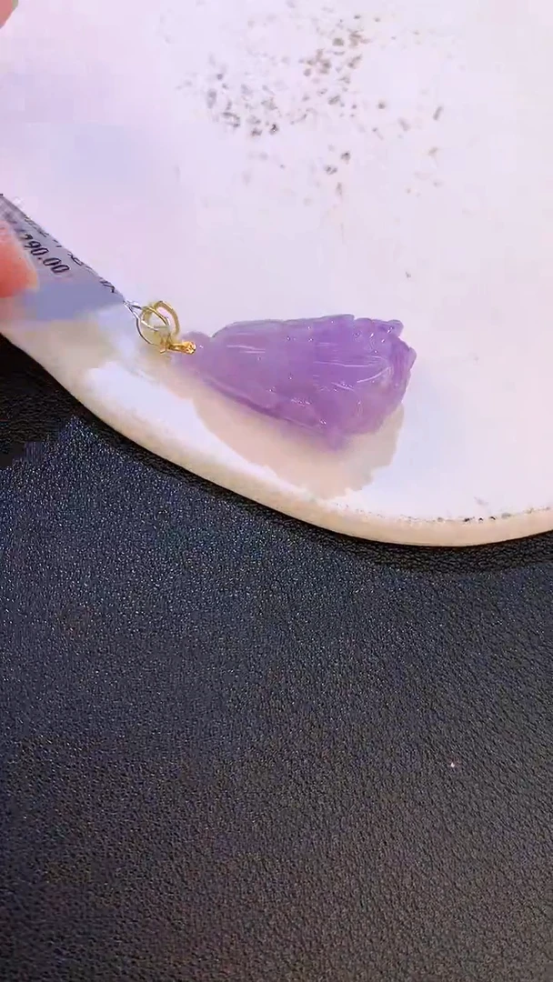翡翠18K金镶嵌颈饰赠礼盒证书 麦麦