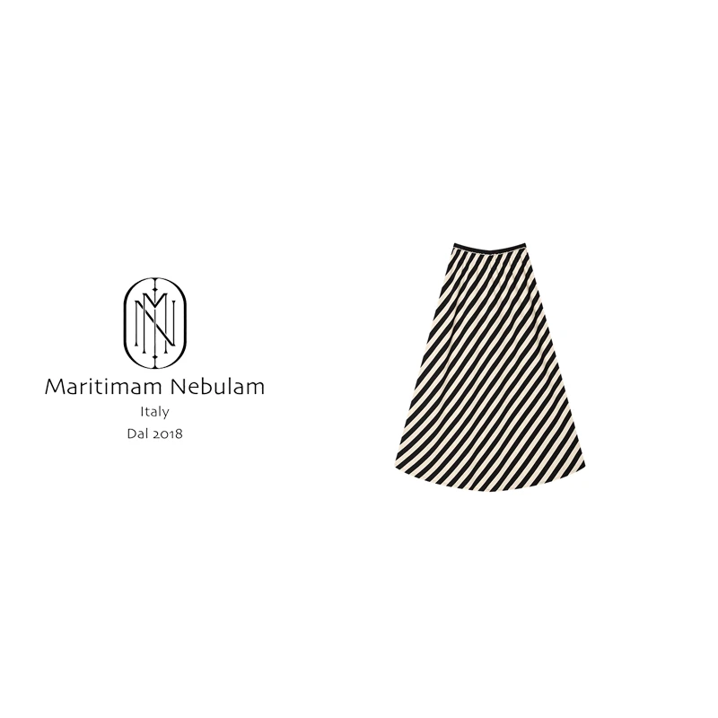 MN气质斜条纹半裙简约修身款百搭半身 QZ137