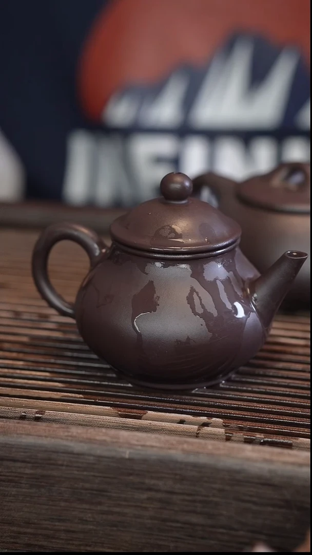 茶壶紫砂芭乐水平 蓝莲花 半手工 200cc