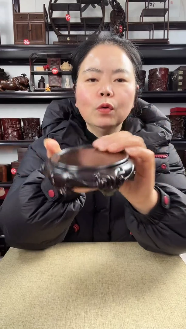 木羊头底座老李红木工艺品