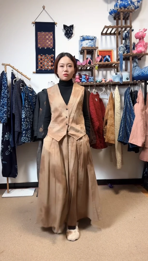 ?**?薯莨套染植物染色版本马甲半裙