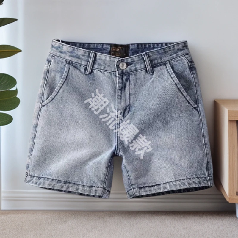 夏季牛仔短裤爆款四分分裤男士高档潮牌水洗修身休闲超短裤牛仔裤