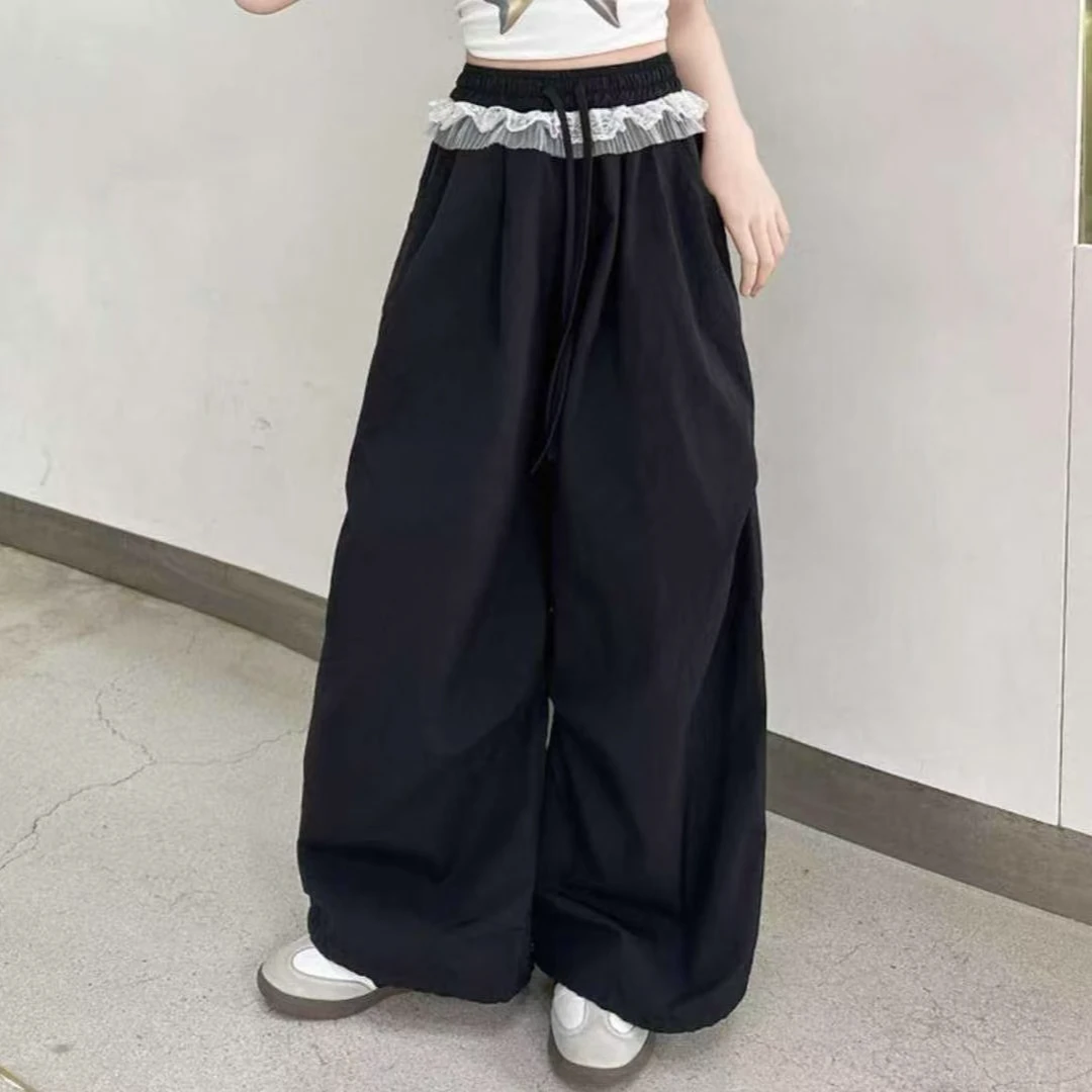 【时尚】工装花边裤