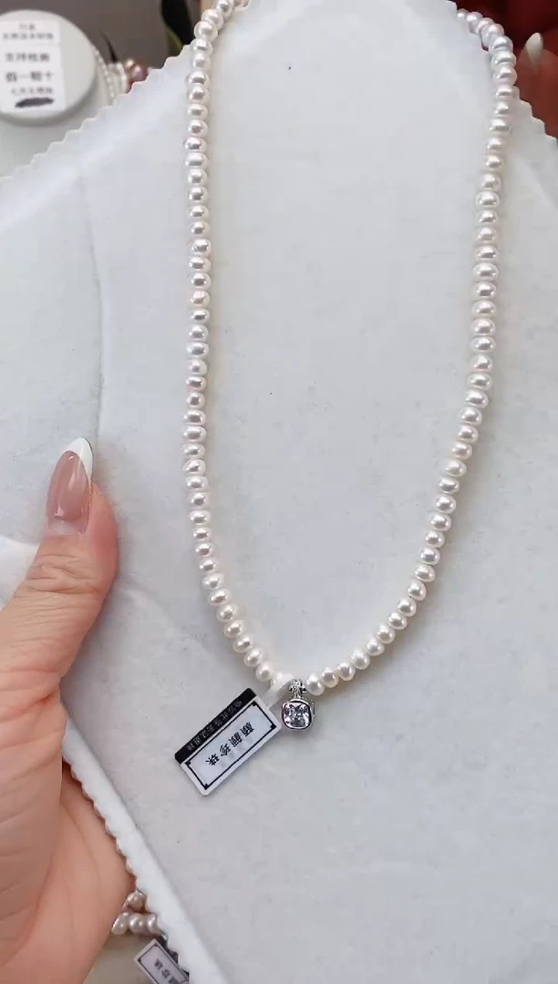 【闪购商品】淡水珍珠项链银S925镶嵌小冰糖 馒头珠