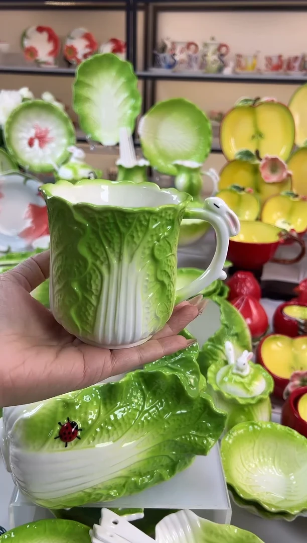 瓷白菜马克杯，，，，
