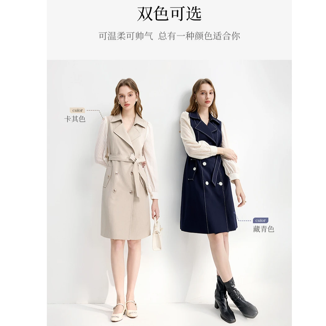 秋水伊人西装连衣裙2025年秋冬新款通勤翻驳领中裙625112D020180