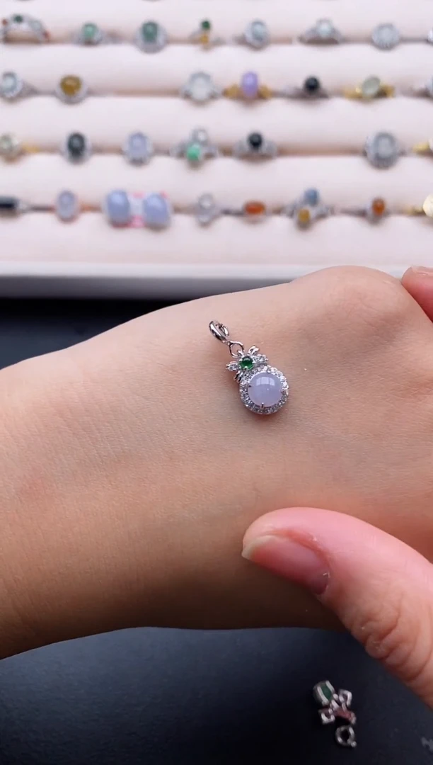 银S925镶嵌戒指翡翠222222+5