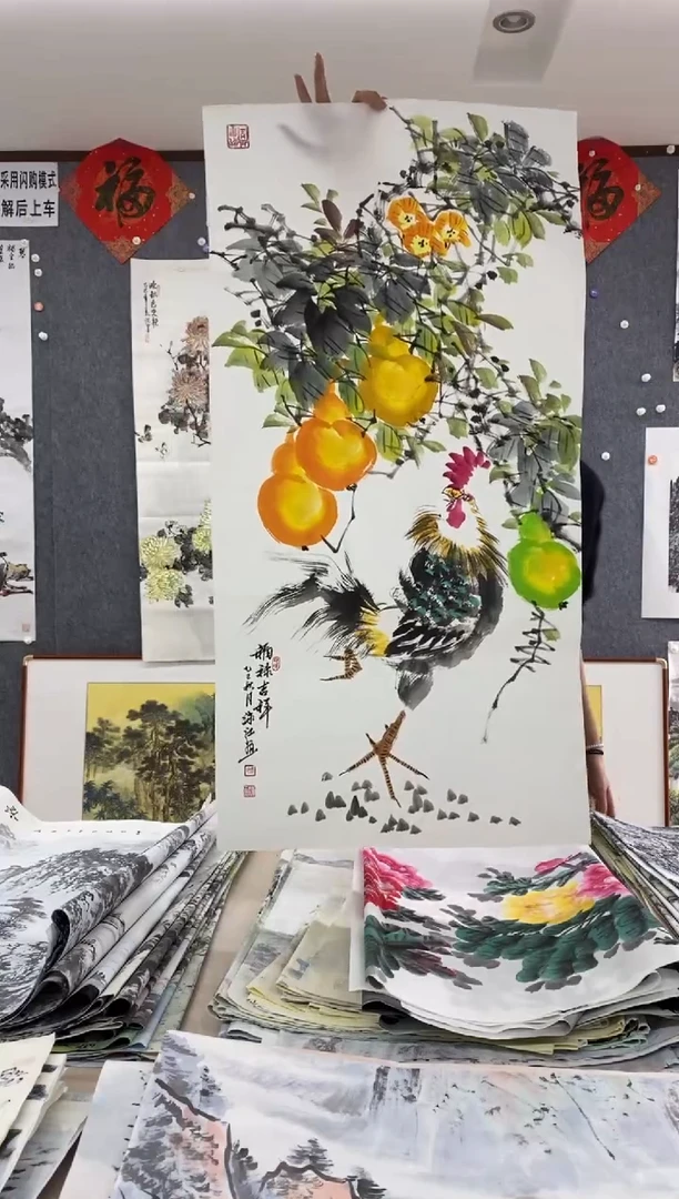 国画福利！沈泳江手绘  三尺整张 100*50cm