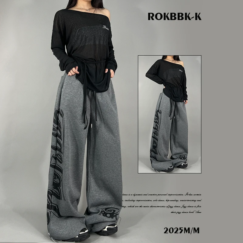 ROKBBK-K布韩街舞潮牌美式复古百搭松弛跳舞嘻哈休闲裤女爵士舞