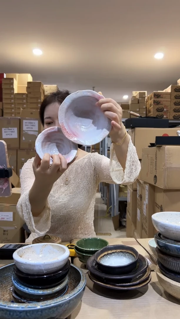 陶輪花小鉢【76-18-047】輪花5.0鉢【76-17-047】大小各一