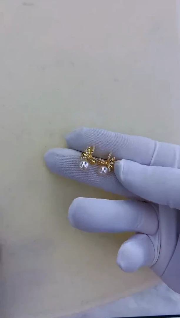 银S925镶嵌饰品海水珍珠热巴款耳饰