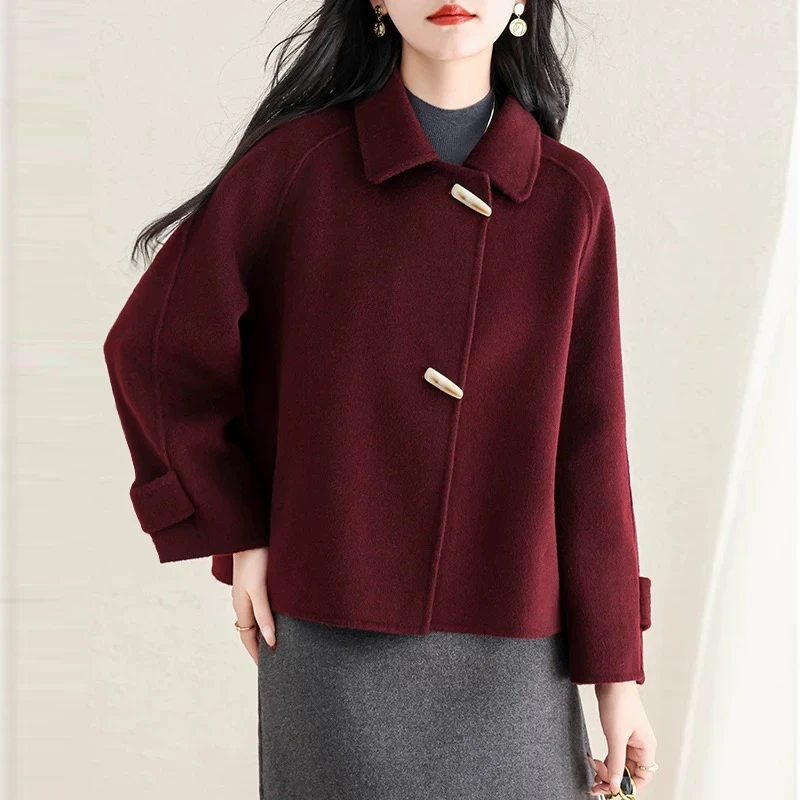 秋冬新款呢子大衣女短款小个子休闲韩版洋气大衣百搭宽松毛呢外套