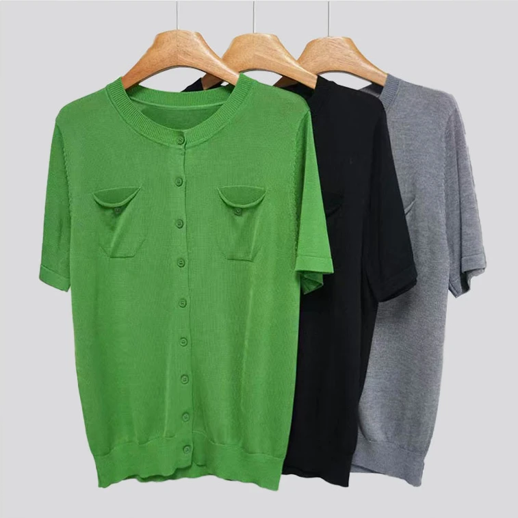 针织圆领短袖开衫-YMY2501100