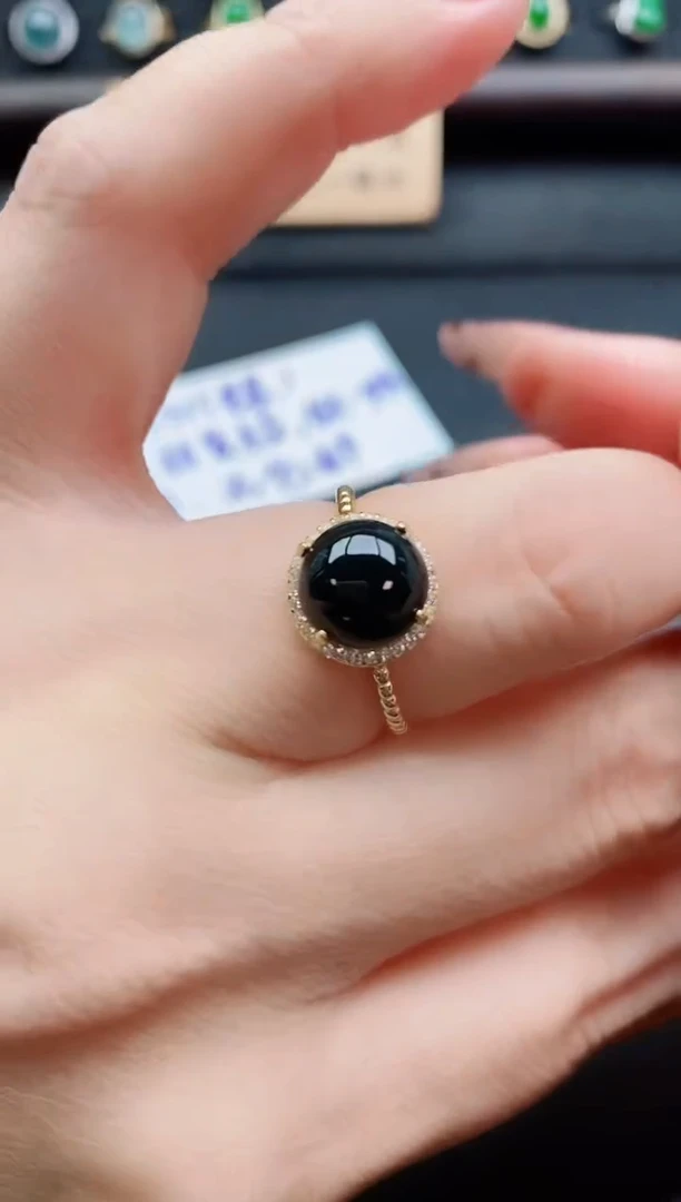 银S925镶嵌戒指翡翠1