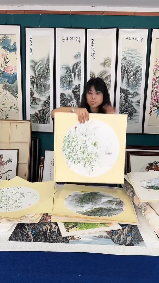 国画竹报平安画芯50*50