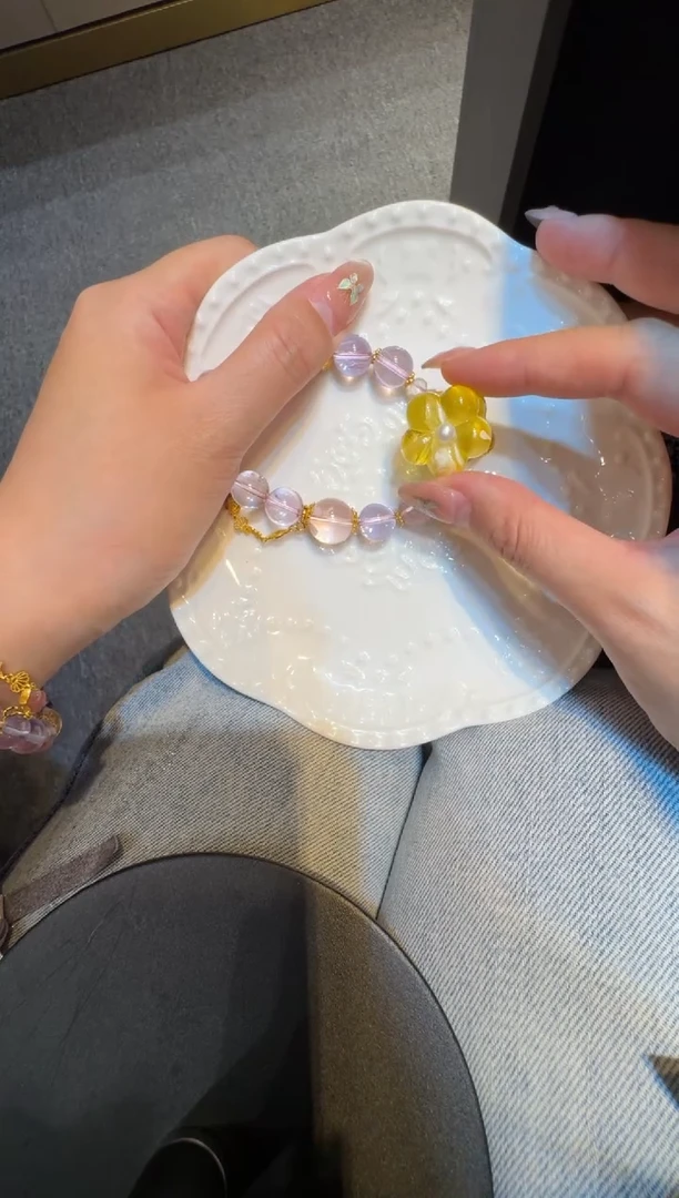 【闪购商品】琥珀珠宝奇石未镶嵌花花14.5手围