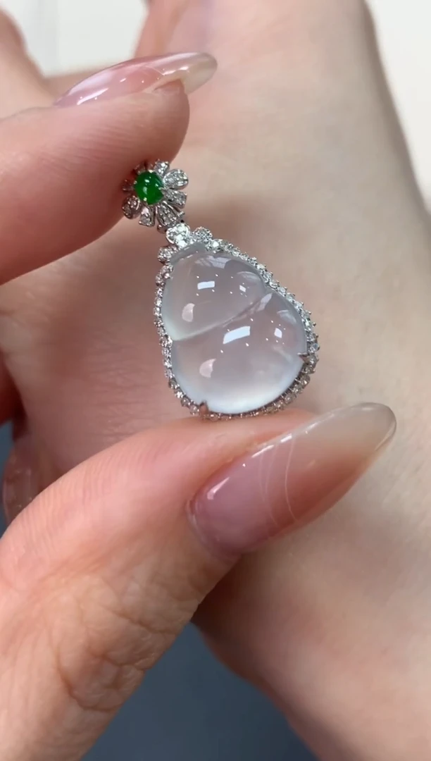 翡翠18K金镶嵌吊坠(不含链)葫芦吊坠5980