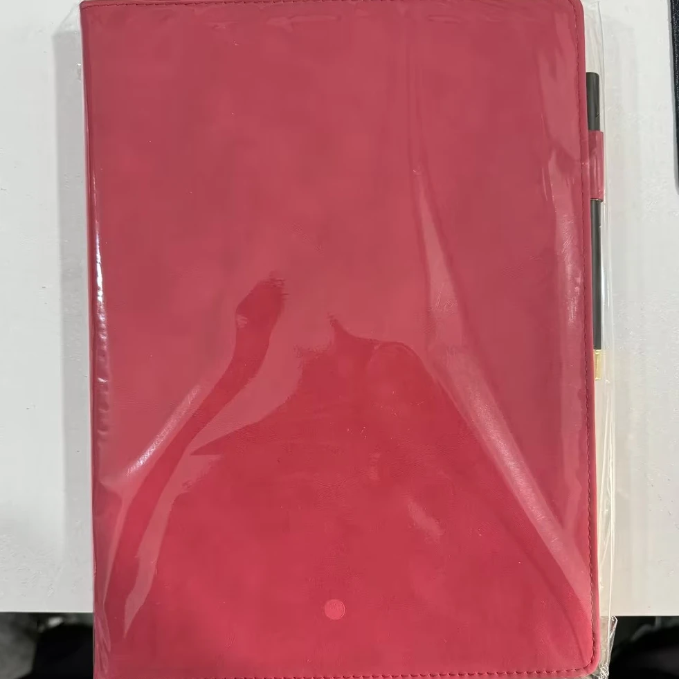 1-1-A4羊巴笔插商务记事本180张360页红色/单本装