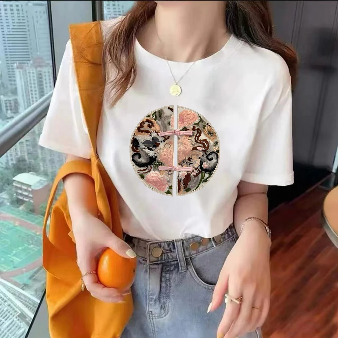 夏季时尚宽松印花潮流春夏卡通圆领设计感短袖-国风图案