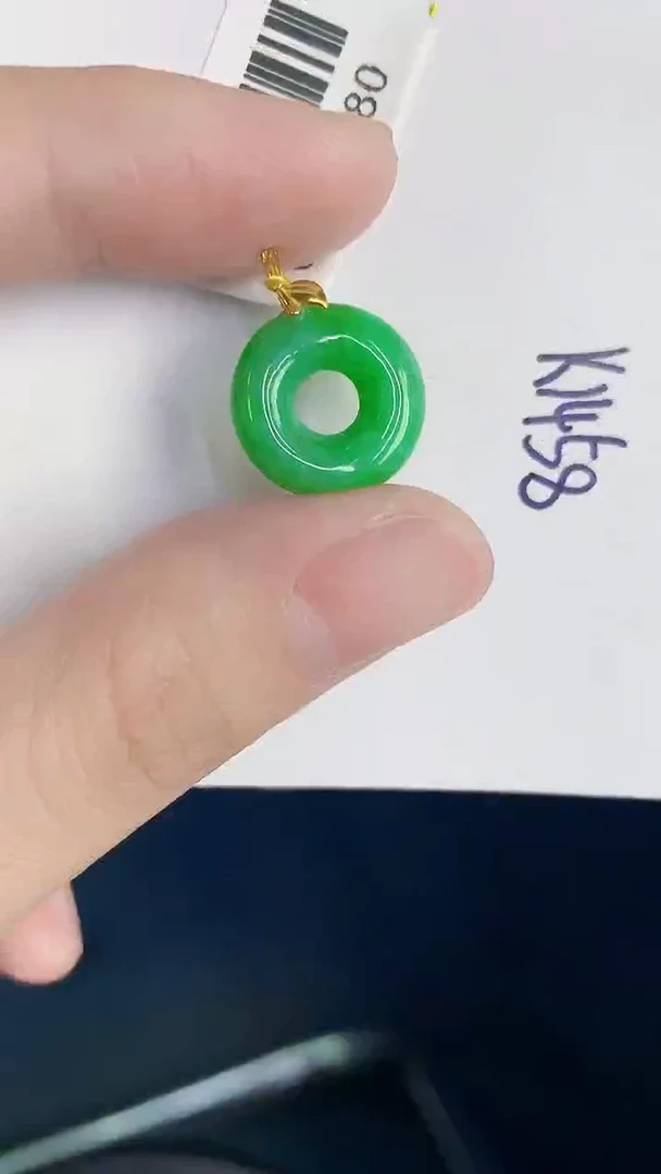 颈饰18K金镶嵌翡翠天然翡翠缅甸A货