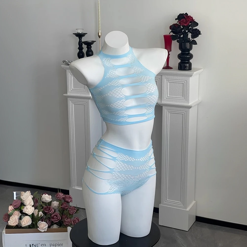 「撕撕吖」性感辣妹纯欲镂空高级内搭可撕扯分体约会网衣睡衣睡裙女