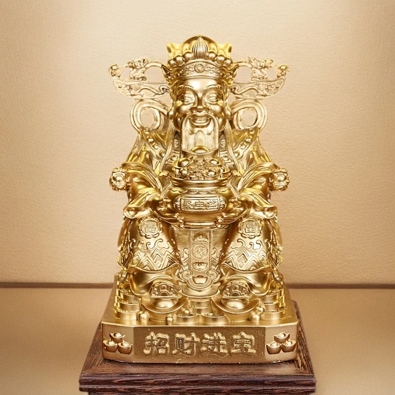 创意财爷爷摆件工艺品鎏金树脂客厅关二爷关公酒柜玄关家居装饰品