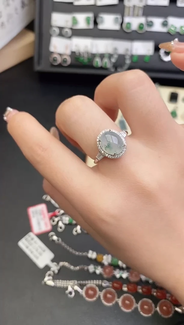 银S925镶嵌戒指翡翠0