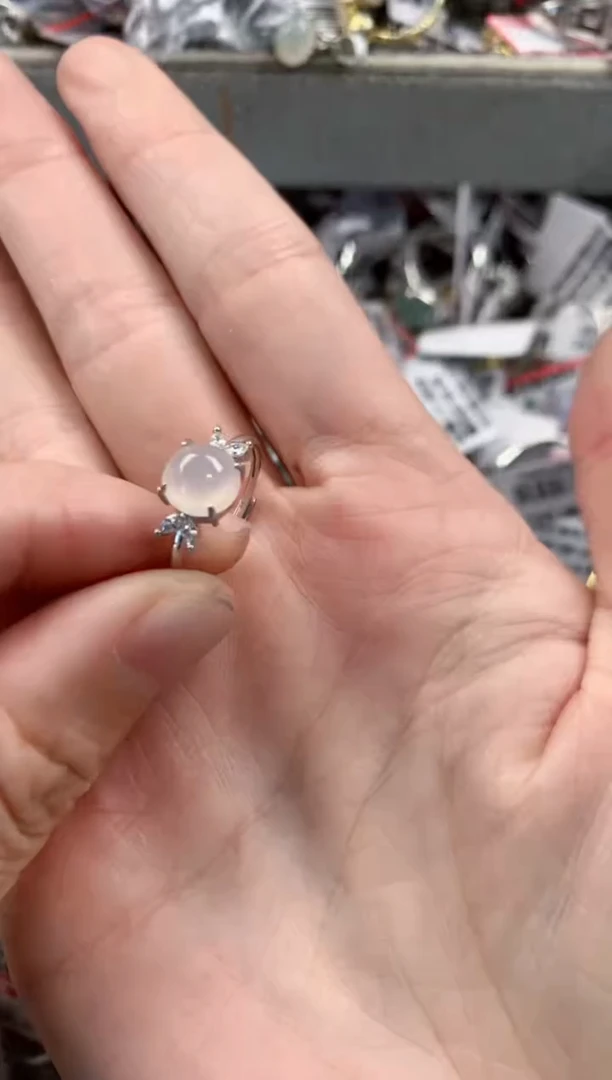 银S925镶嵌戒指翡翠10-10-10   1